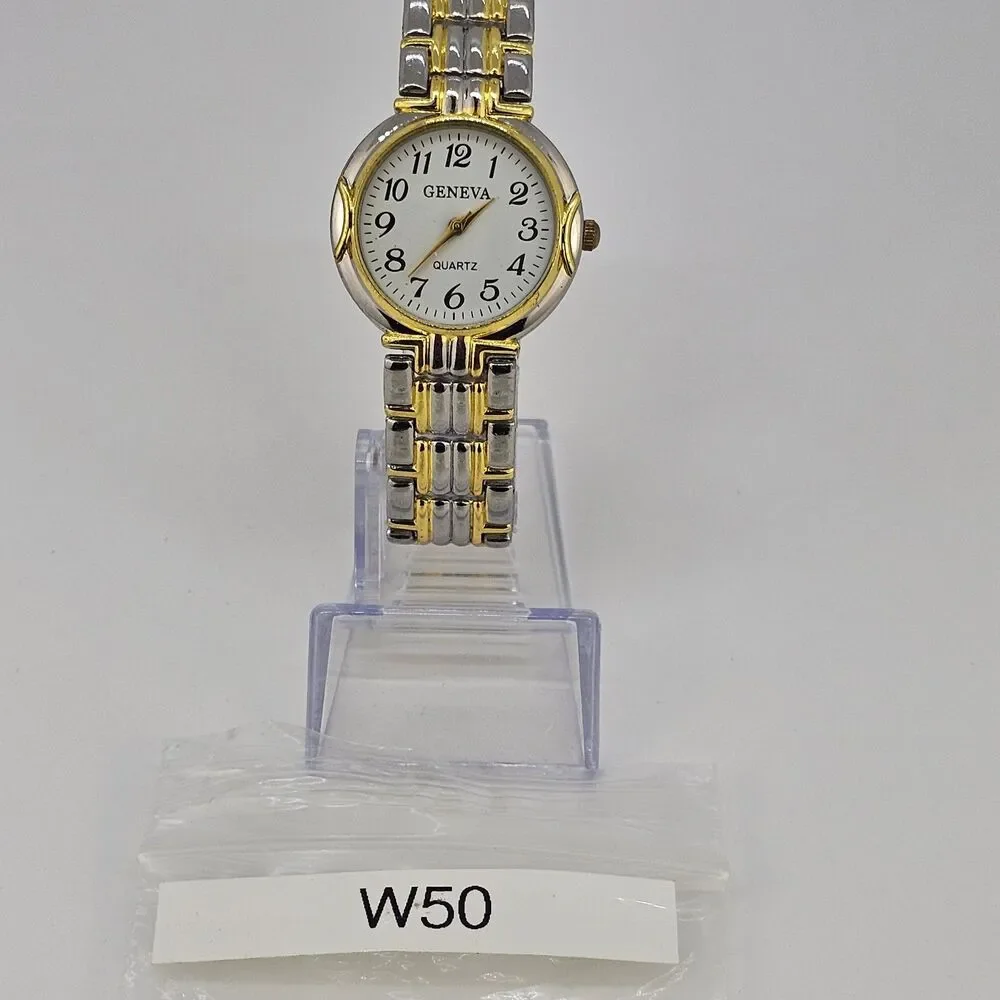32MM Women's Watch‎ White Dial Gold Gray Bracelet Band 7.5